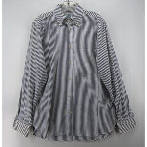 Boggi Milano Shirt 16 1/2 White Button Down Striped Tailored Fit Large*